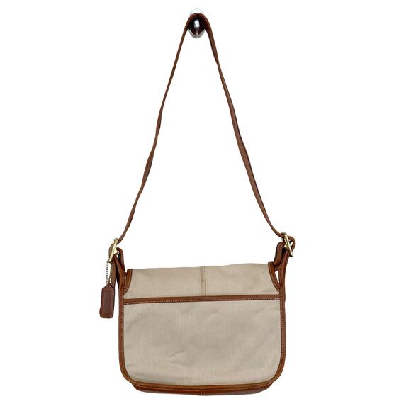 Coach Canvas Leather Cream Brown Bag - Picture 5 of 9